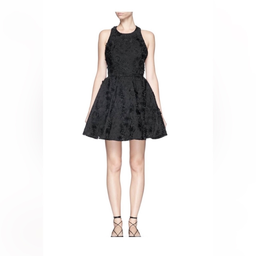 Alice+Olivia Tevin Floral Applique
Sleeveless Fit+ Flare Dress in Black sz 8